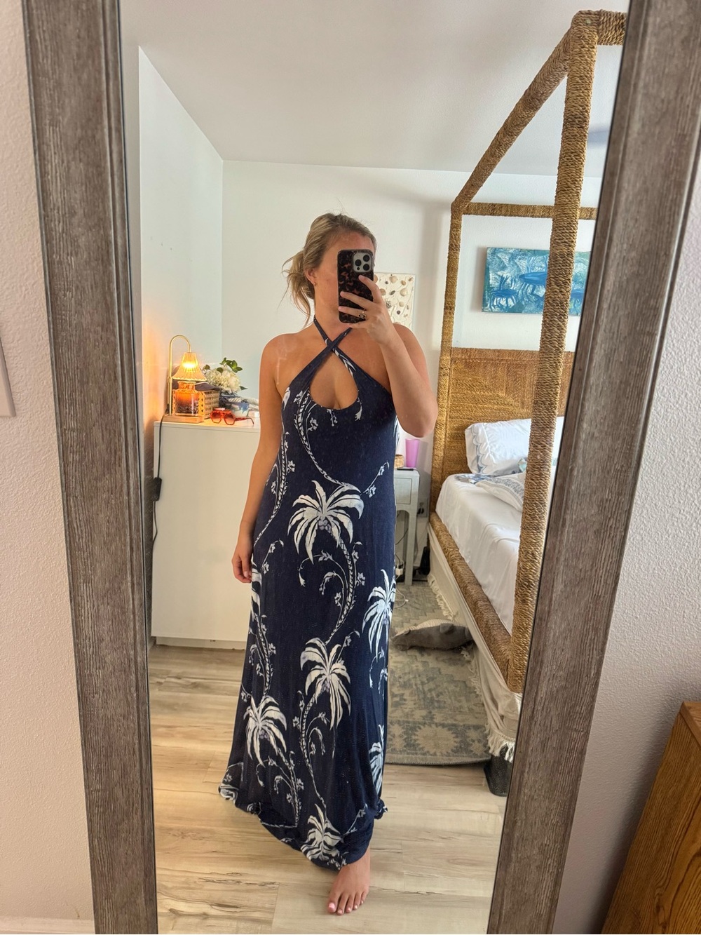 Tommy Bahama Navy and White Floral Coverup